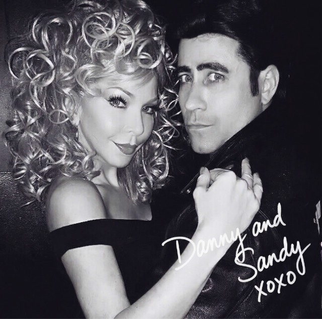 Danny and Sandy inspired signed retro portrait like a 1950s yearbook image
