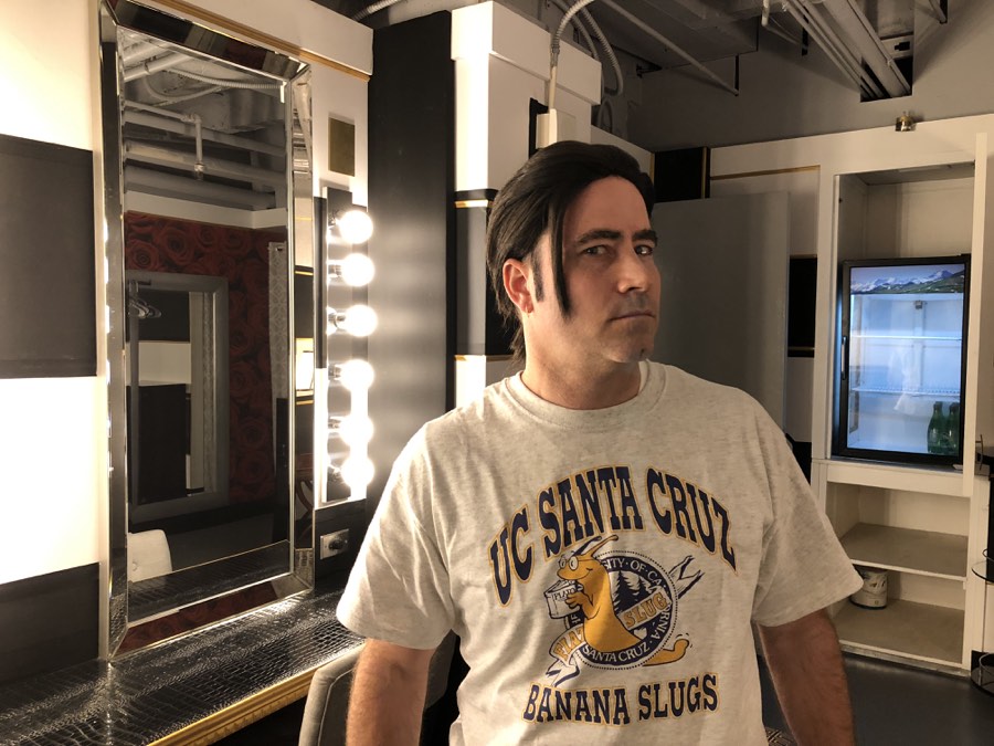 Pulp Fiction themed dress rehearsal image from a theater production